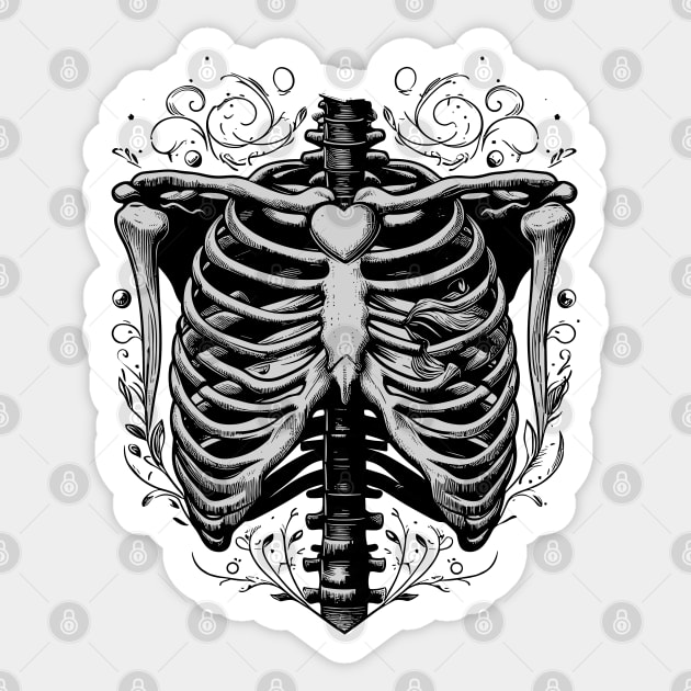 vintage skeleton chest Sticker by hippohost